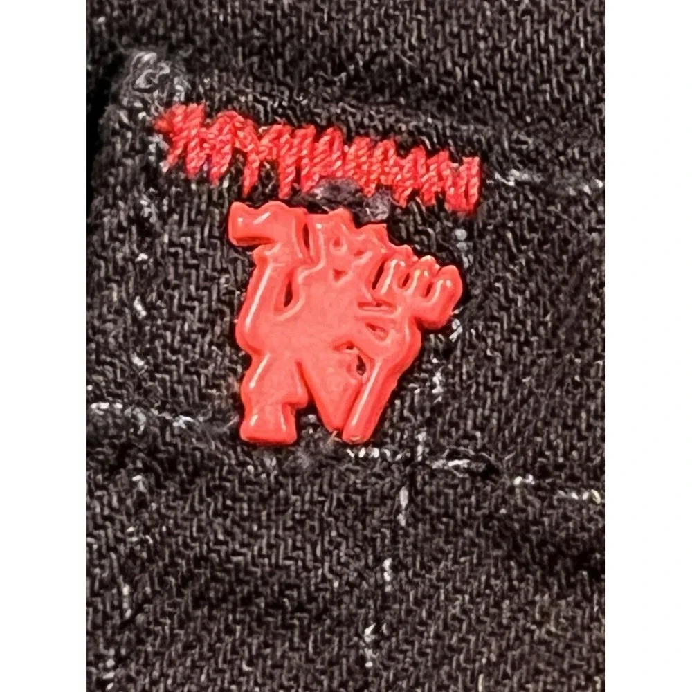 True Religion X Manchester United Men's Black Jeans With Red Accents Soccer